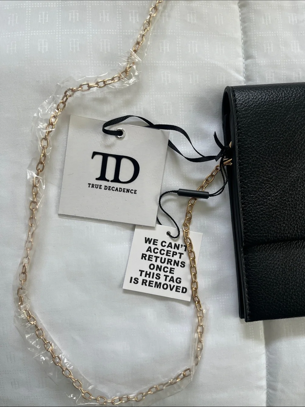 NWT True Decadence Black Chain Strap Crossbody Clutch - Picture 2 of 6